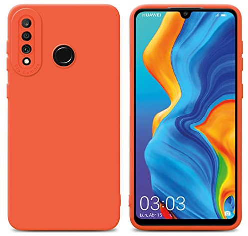 Cadorabo Hülle kompatibel mit Huawei P30 LITE Schutzhülle TPU Silikon Case Liquid Design mit Kameraschutz Slim Kratzfest Weiche Gummi mit Rundumschutz Case Hülle für Huawei P30 LITE in Orange