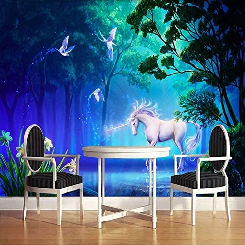 Photo Wallpaper Forest Animal Unicorn Wallpaper Mural Picture Photo Murals Wallpaper Mural Wallpaper 3D Wallpaper Paste Living Room The Wall for Bedroom Mural Border - 140(W) x70(H) cm