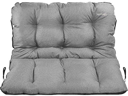 SuperKissen24. Sitzkissen Bankauflage für Gartenbank - Bankkissen Bankauflage 100x60x50 cm - Auflagen für Gartenmöbel Wetterfest - Outdoor und Indoor - Grau Leinen