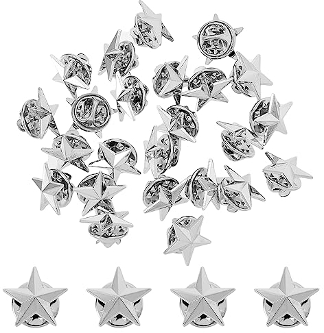 SUPERFINDINGS 24Pcs Platine Étoile Insigne Épinglette Pentagramme Alliage Broche Broche Journée des Anciens Combattants Broche Militaire Récompense Pins Fête du Travail 4 Juillet Rial Jour Broches