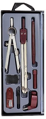 Liquidraw Compass Set Technical Drawing Professional Set Of 8 Geometry Set Math Drafting Metal Compass With Spring Bow Head Dividers Circle Drawing Tools School, Engineering, Architecture, Woodworking
