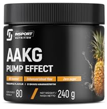 INSPORT Nutrition - AAKG Pump Effect - Arginin-Alpha-Ketoglutarat - Vitamin B6 - Pre-Workout-Conditioner - Zuckerfrei - 80 Portionen - 240g Pulver - Geschmack: (Ananas)