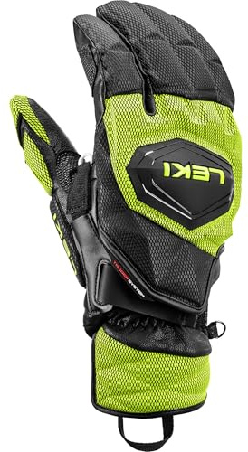 LEKI Unisex WCR Venom GS 3D Handschuhe, Black-Ice Lemon, 8.5