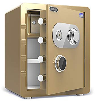 Safe,mechanischer Safe für das Heimbüro,Diebstahlschutz,Einbruchschutz,in die Wand,in den Spind,Tresor,Safe,Schrank (Farbe: Braun,Größe: 45 cm) (Gold 45 cm)