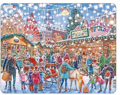 Larsen Puzzles EA3 – Christmas Market 140-Piece Jigsaw Puzzle - Festive Family Activity for Kids & Adults, Stocking Filler & Holiday Tradition