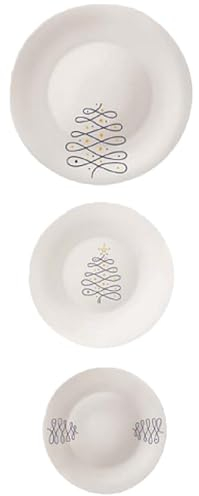 Servizio di piatti 18 pezzi blu christmas natale per 6 persone in vetro opale Stoviglie tavola elegante