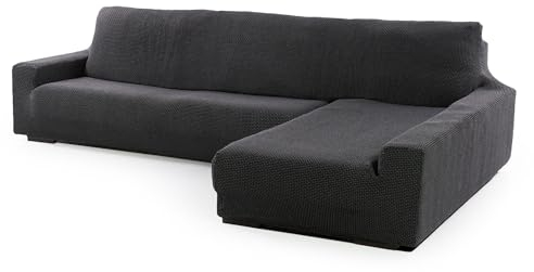 SOFASKINS® super elastischer Chaise Longue überzug, Sofabezug rechte Lange Armlehne, Sofa überzug atmungsaktiv, bequem und langlebig, Kompatible Abmessungen des Sofas (210-340 cm), Farbe dunkelgrau