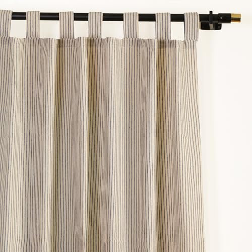 THE ART BOX Lot de 2 rideaux en gaze à rayures de style bohème avec pattes sur le dessus, filtrant la lumière, pour porte et fenêtre, salon, décoration d'intérieur, noir (137,2 x 106,7 cm par panneau)
