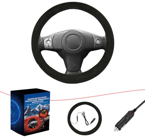 Heated Steering Wheel Cover, 12V Winter Heater Auto Steering Wheels Cover, Heated Car Steering Wheel Covers, Universal Size Steering Wheel Warmer, Suitable for Cars, Suvs, Trucks (A)