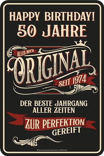 Deko Blechschild als Geschenk zum 50. Geburtstag: 1975 Der beste Jahrgang aller Zeiten - 20x30cm