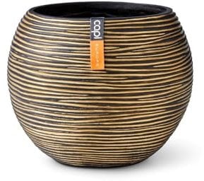 Capi Europe - Gefäß Kugel Rib Gold - 30x25 - Gold - Öffnung Ø22 - Blumentopf für drinnen - BOFGB104