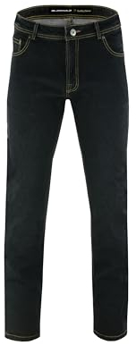 BLACKWILD Pantalones vaqueros de moto con protección Kevlar | Rodilleras incluidas | Protección de cadera actualizable – Ideal para moto, MTB, Negro , 36W x 32L