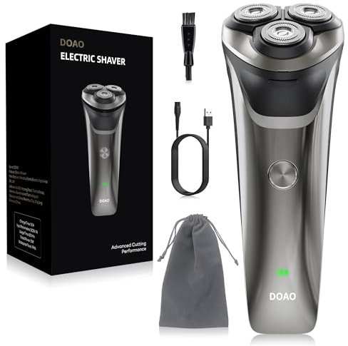 DOAO Afeitadora Electrica Hombre, Maquina de Afeitar Hombre 2025 Mejorada 2 en 1, Afeitadora Rotativa Inalámbrica y Resistente al Agua para Cara, Uso en Seco y en Húmedo (A3)