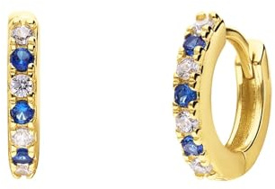 Lucardi - Damen Ohrringe, 925 Silber, vergoldet, mit Zirkonia in Weiß und Blau - Ohrringe - 925 Silber - Gelbgold legiert - Nickelfrei