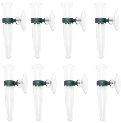 LNQ LUNIQI Blumenröhrchen Kunststoff, 8 Stück Kleine Wasserbehälter für Blumen Orchideenröhrchen Plastik Blumenwasserbehälter mit Saugnäpfe, Transparent