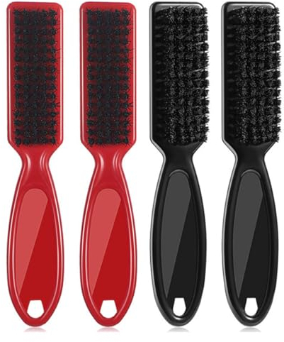 Tomedeks 4 Pièces Brosse À Barbe, Brosses De Nettoyage En Nylon Pour Lames De Tondeuse À Cheveux, Outil De Nettoyage Pour Barbier,Brosse Barbe,Barber Tools (Noir/Rouge)