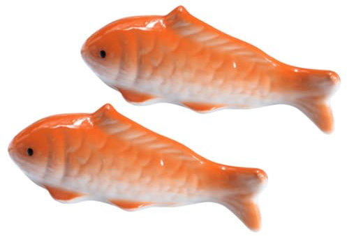 Garneck Aquarium Ceramic Floating Fishs, 2pcs Porcelain Fish Figurines Artificial Floating Koi Fish Figurines Fish Tank Underwater Water Fountain Pond Landscape Decoration A