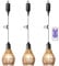 KSIBNW 3x Rattan Hängelampe Außen Batteriebetriebene Hängeleuchte, Innen Lampe Tragbare Pendelleuchte Fernbedienung BohoWasserdicht Outdoor Timer Dimmbar Höhenverstellbar, Enthält keine Batterien