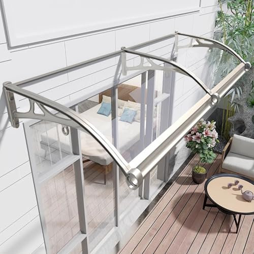 Vordach Für Haustür,Polycarbonat Bogenvordach für Balkon Fenster,Mit Beidseitiger Abfluss Regenrinne,Aluminium Haustürdach Überdachung Türdach Pultbogenvordach,FüR Terrasse Garten HauseingangTraufe