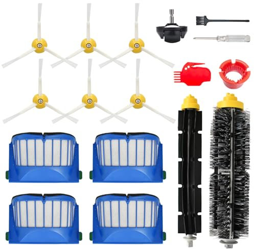 Kit di ricambi e Accessori per iRobot Roomba Serie 600 692 675 677 671 694 614 691 670 615 676 639 621 679 Attacco, 1 Spazzola Principale, 4 Filtro, 6 spazzole Laterali, 1 Ruota Anteriore Girevole