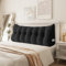 Johnear Keilkissen Lesekissen für Bett und Sofa Lehnenkissen, Rückenkissen Kopfteil Bett Rückenlehne Großes Dreieckiges Lendenkissen （Schwarz, 180cm）