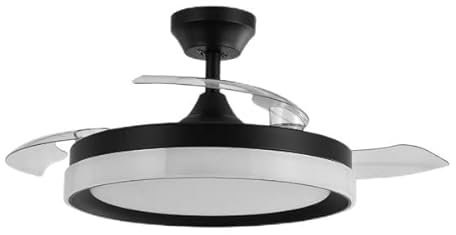 Brightium Ventilador DC Zenit Negro 72W con 3 aspas retráctiles y 7200 lm. Cuenta con 6 velocidades y luz ajustable (3000K, 4500K, 6000K). Incluye control remoto, temporizador y memoria.