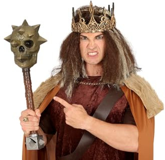 FIESTAS GUIRCA | Mazza Teschio con Borchie (60 cm) - Arma Giocattolo per Costume da Guerriero Medievale e Vichingo - Accessorio per Halloween e Carnevale - Bambini e Adulti - Marrone