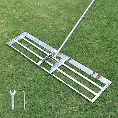 Plutohiker Râteau de nivellement de pelouse, 2,15 m, 100 x 25 cm, Outil de nivellement Robuste pour économie d'efforts, poignée en Acier Inoxydable pour Cour, Jardin, Terrain de Golf, Surface de