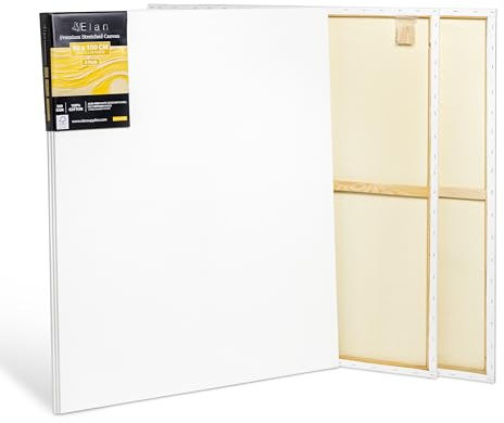 Elan Keilrahmen Leinwand 80x100 380g 3er Set, 380 G/M² 100% Baumwolle Leinwand zum Bemalen Groß, Leinwände für Ölfarben Groß, Leinwände zum Bemalen
