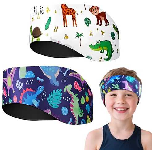 YEAMLTE Neopren Schwimm Stirnbänder, 2 PCS Wasserdichtes Kopfband Kinder, Ohrenschutz Band für Kinder, Schwimmstirnbänder zum Schwimmen, Surfen (Style 1, M)