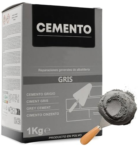 TECHZOCO Cemento Gris en polvo, Preparado de cemento, Producto en polvo, Indicado para colocación y encolado de agujeros, Uso interior y exterior, Color Gris, Contiene 1 Kg