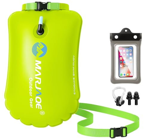 2 in 1 Boa Nuoto e Sacca Impermeabile, 20L Boa Nuoto Acque Libere, Boa Gonfiabile con Custodia Impermeabile per Cellulare, Clip per Naso e Tappi per Orecchie, per Kayak, Triathlon, Surf e Snorkeling