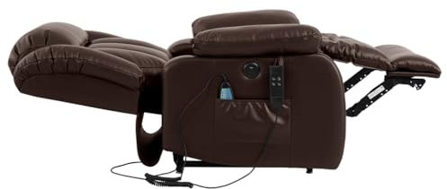 MEROUS Elektrischer Relaxsessel mit Aufstehhilfe, Sessel mit Schlaffunktion, 2 Motoren, Massagesessel mit Liegefunktion,Vibration und Heizung (Braun)