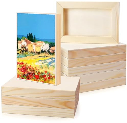 FSWCCK 10 Pcs 4x6 inch Wood Panel Boards, Unfinished Wood Canvas Wooden for Crafts, Painting Canvas, DIY Art Projects, Pouring, Arts Use with Oils, Acrylics