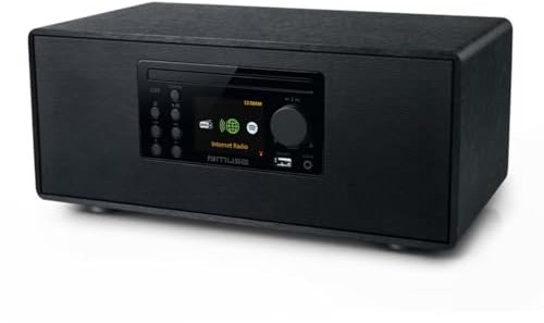 M-697 IDT Smart Micro System - Sistema Compacto de 60 W con Dab+, Radio por Internet, CD, Spotify y Bluetooth en diseño de Madera Noble