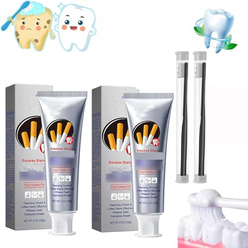 Tee-Fleckenentferner, Zahnpasta, Tee-Fleckenaufhellung, Zahnpasta, Raucher-Zahnpasta, Zahnpasta zur Entfernung von Rauch- und Kaffeeflecken, erfrischender Mund (Silber, 2 Stück)