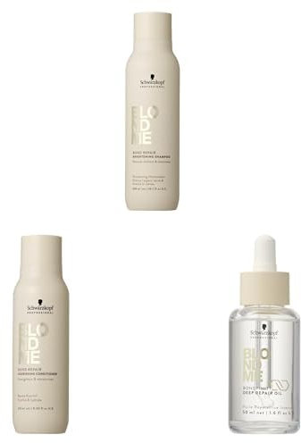 Schwarzkopf Professional BLONDME Bond Repair Nourishing Shampoo 300ml + Conditioner 250ml + Oil 50ml
