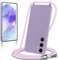 Knrlqim Cover per Samsung Galaxy A55 5G con Cordino Custodia con Laccio Collana Tracolla Collo Corda Regolabile Liquido Silicone Antiurto AntiGraffio Protettiva Case per Samsung A55 5G,Viola Lilla