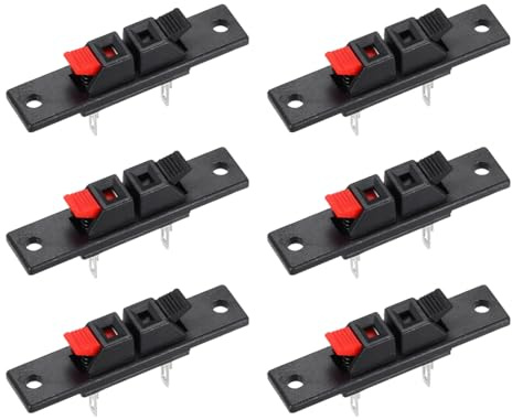 QUARKZMAN 6 STK 2-Wege Feder Lautsprecher Klemmen Terminal Clip Push Release Connector Audio Kabel Anschlüsse Streifen Block Schwarz Rot WP2-35