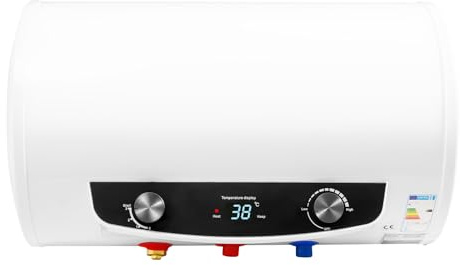 C-Juzarl 35L Elektrischer Warmwasserspeicher 220v Warmwasserboiler 2KW Wandhängend Tank-Wassererhitzer mit Handbrause, 25–75 °C, für Badezimmer, Friseursalons
