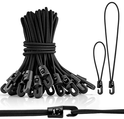 30 Stück Spanngummi mit Haken - 15 cm und 25 cm Gummispanner je 15 Stück, elastische Planenspanner für Camping, Zelte, Planen und Outdoor-Ausrüstung (Schwarz)