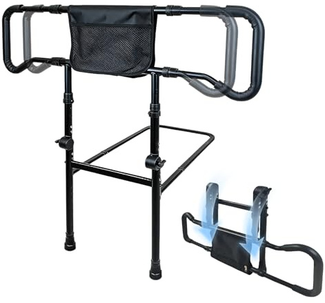 Zephviora Barrière de lit pour Seniors, Protection de lit pour Adultes pour Lits de 31 à 51 cm, Pliable et réglable en Hauteur avec poignée, Sac de Rangement Inclus, supporte jusqu'à 136 kg