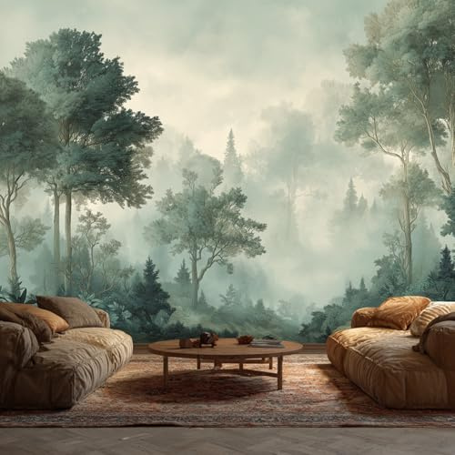 Generisch Papier Peint Forêt Chambre Salon Cuisine Intissé, Papier Peint Panoramique Nature Paysage, Deco Murale Forêt, 350 x 256 cm