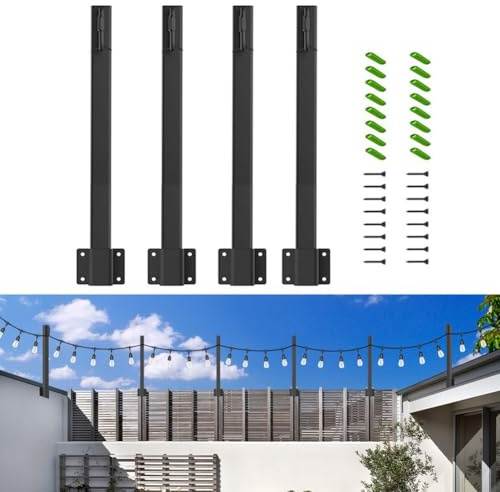 Lot de 4 barres de suspension réglables pour guirlandes lumineuses extérieures, parfaites pour divers environnements intérieurs et extérieurs