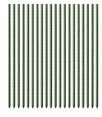 Toboli 20x Pflanzstäbe grün 150 cm Ø 11 mm Rankstäbe aus Metall und Kunststoff, Pflanzstangen für Tomaten und Kletterpflanzen