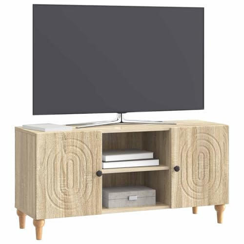 vidaXL TV-Schränk Sonoma-Eiche 102 x 34,5 x 50 cm Holzwerkstoff, Stylische Wohnzimmermöbel, rechteckiger Medienkonsole, viel Stauraum, praktischer TV-Ständer, platzsparend