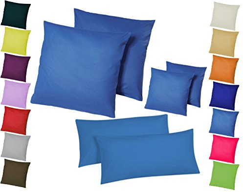 Home-Impression Doppelpack / 2er Set Microfaser Kissenhüllen/Kissenbezüge - Wohndekoration in schlichtem Uni Design mit Reißverschluss und in 3 Größen (80 x 80 cm, Hellblau)
