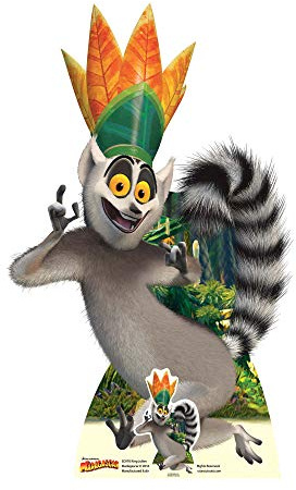 Star Cutouts SC970 King Julien Cartoon Animated Ring Tailed Lemur with Eyes Cut-out, Grey/Yellow