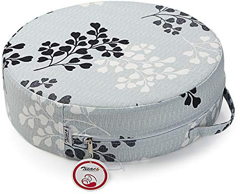 Coussin Réhausseur Chaise Enfant Siège Antidérapant Lavable Mousse Mémoire pour Bébé Garçon Fille Infantile Repas (Gris Feuilles)