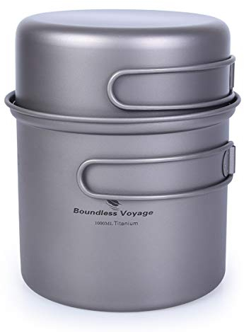 Boundless Titanium Pot Bowl con empuñadura Plegable Juego de vajilla de Cocina de Picnic para Acampar al Aire Libre